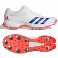 2024 Adidas 22YDS Full Spike Cricket Shoes - White/Blue/Red