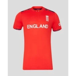 2024 Castore ECB England T20 World Cup Mens Cricket Shirt -Cricket Gear Sales Store tm6762 wc 096 fiery red 01